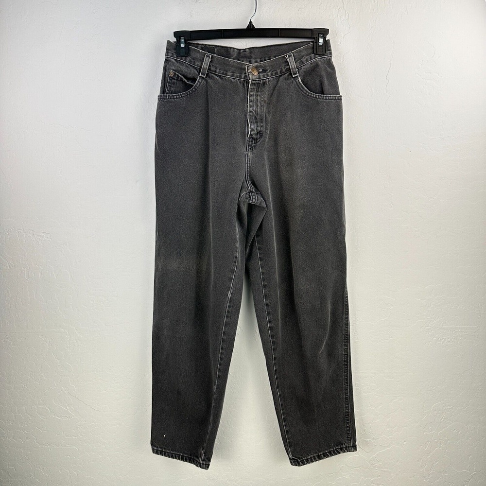 Vtg Gitano Jeans Womens 29 Black Denim Straight Leg Charcoal Wash High Rise Mom